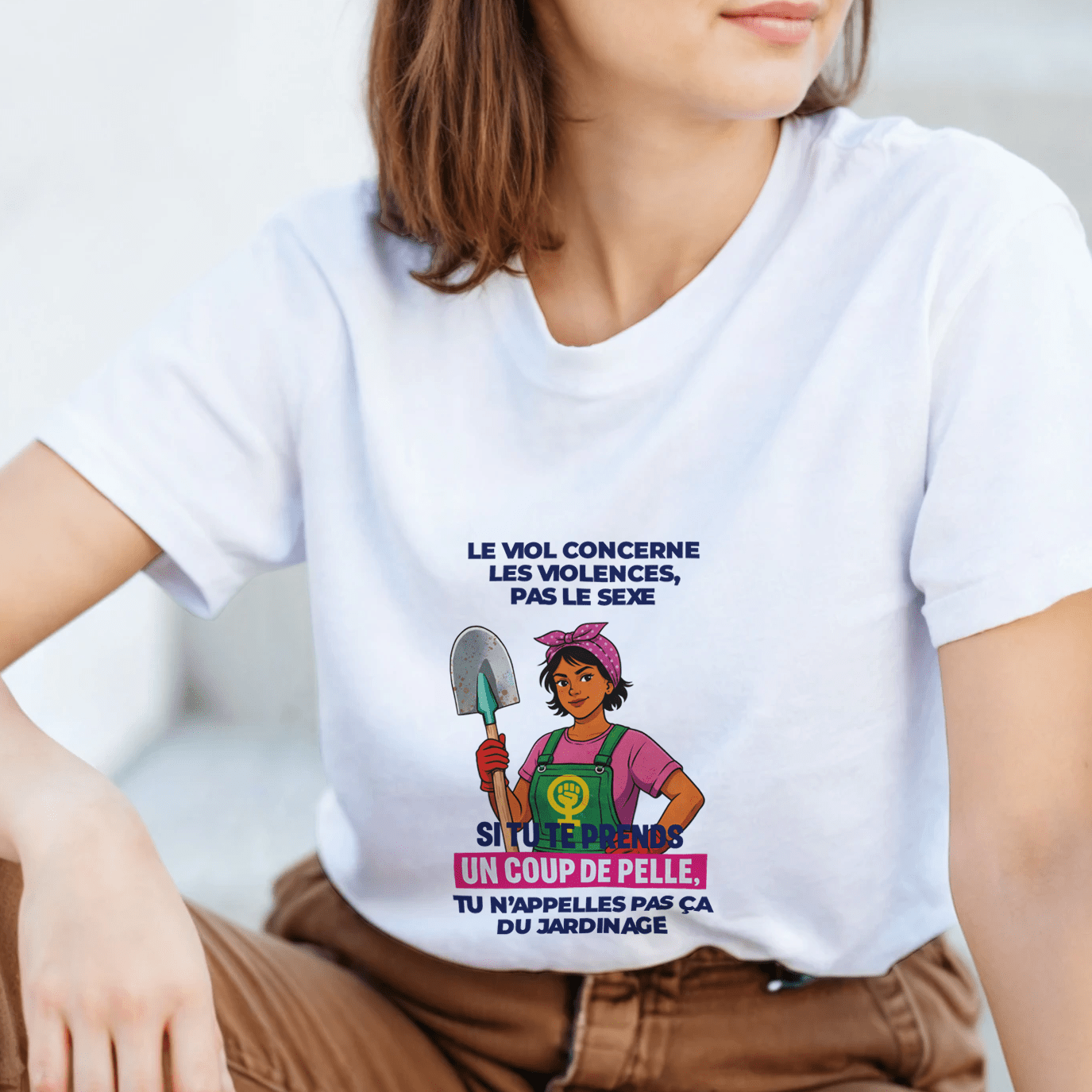 T-shirt féministe Noir & Blanc - "Coup de Pelle" - Gang du Clito