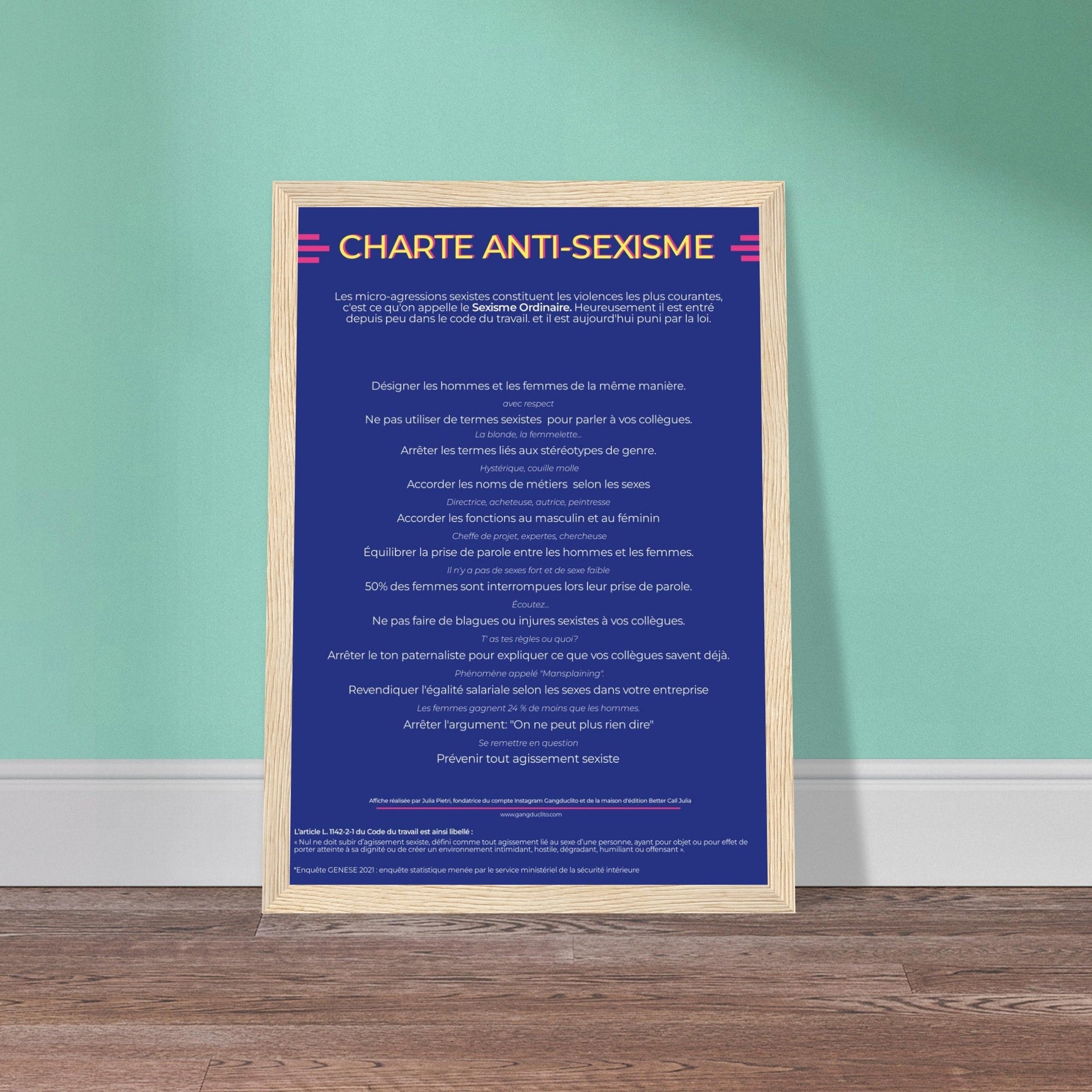 Affiche anti - sexisme au travail - Encadrée - Gang du Clito