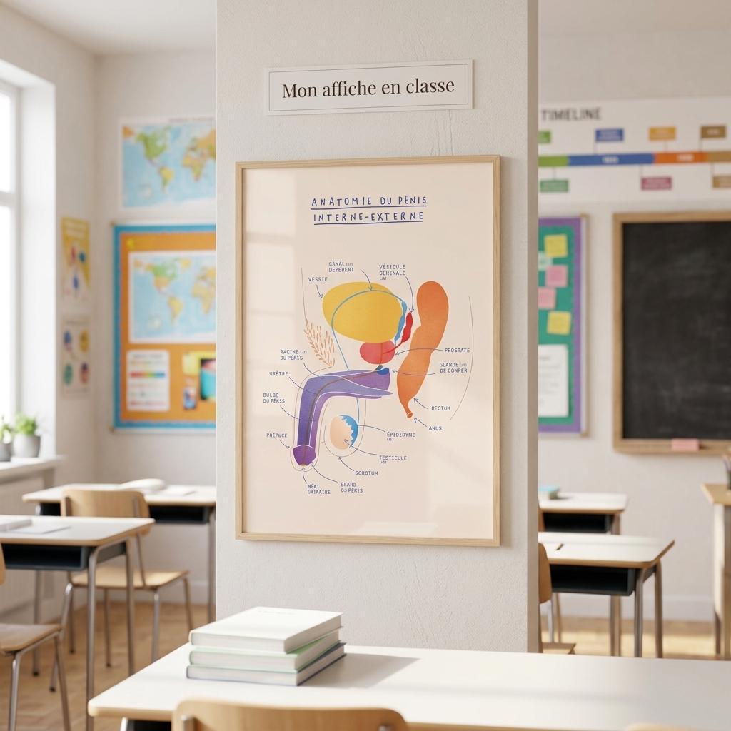 Anatomie du pénis interne et externe - Poster A3 - Gang du Clito