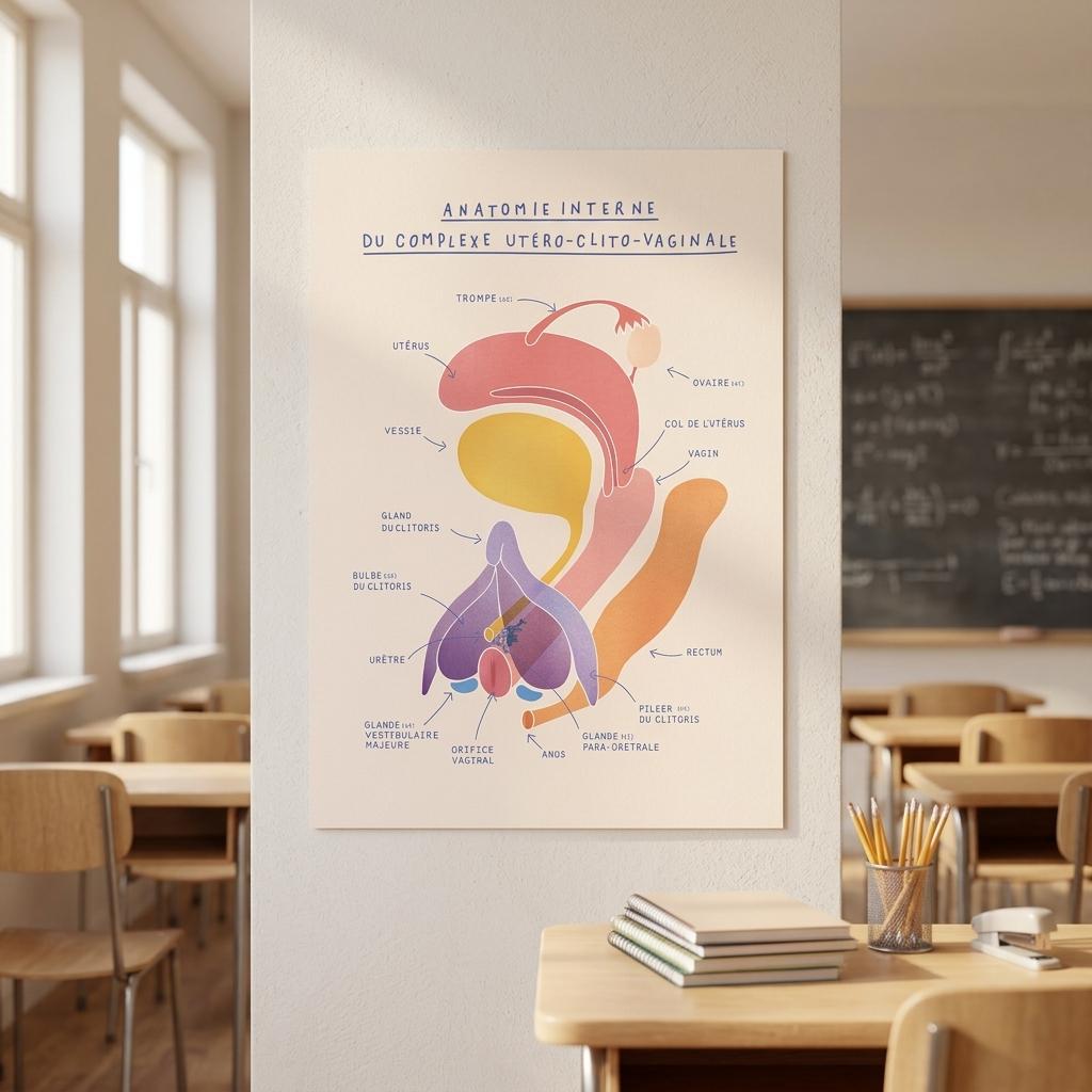 Anatomie interne du complexe utéro-clito-vaginal - Poster A3 - Gang du Clito