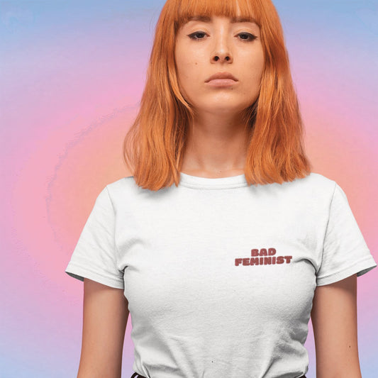 T-shirt Bio brodé "Bad Feminist" - Gang du Clito